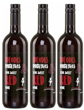 Griechischer Imiglykos Ideodis rot 3x 0,75l Flasche | Lieblicher Rotwein aus Griechenland | 11% Vol. | Weingut Vaeni Naoussa | + 20ml Jassas Olivenöl