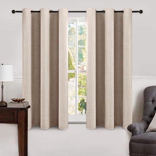 MIULEE Verdunklungsvorhänge mit ösen Gardinen Leinenoptik 2er Set 175 x 140 cm Beige Vorhang Blickdicht mit Ösen Thermovorhang Kälteschutz Vorhänge Wohnzimmer Schlafzimmer Wärmeisolierend