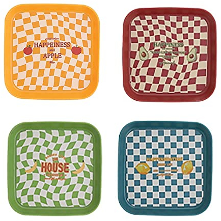Tissting Petites Assiettes à Collation Carrées, 4 Pièces 15cm Qualité Alimentaire Plastique Plats à Collations Assiettes à Dessert Bols à Trempette Plateaux De Service pour Noix Dessert Snack(4pcs)