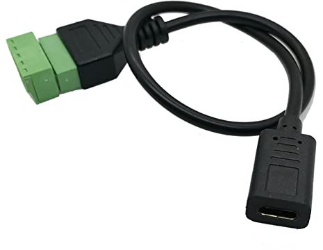 AANAN 2.0 Female B Micro USB Type-C Male to 5 Pin Female Bolt Screw Connector with Shield Terminal Plug Adapter Cable 1ft (Color : 9Type-c Male)