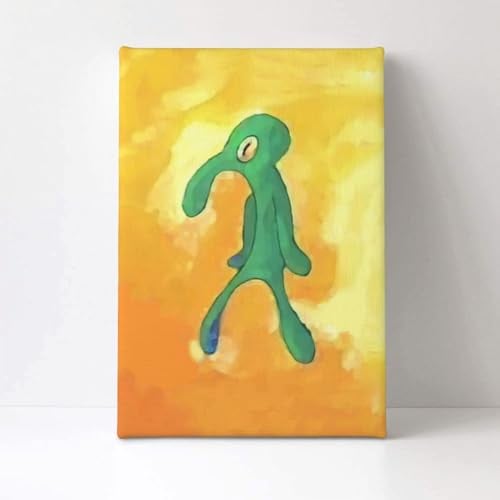 Gebiorty Thaddäus Gemälde Leinwand Bilder für Schlafzimmer - Lustige Squidward Painting mit Rahmen - Hauch von Tüll Bild - Tadeus Tentakel - Wasserfest - Tolles Geschenk,20x30cm