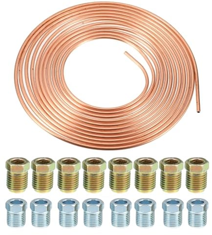 QUARKZMAN Auto Bremsleitung Schlauch Satz 5/16 25ft Kupfer Beschichtet mit 16 Anschlüssen