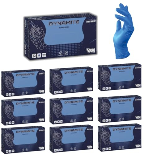 VAM DYNAMITE Guanti in Nitrile Blu 7,2 g ULTRA RESISTENTI, 100% DI SPESSORE in più rispetto al nostro guanto Starblue, per Sanità, Alimentare, Pulizia, Ferramenta, Ind. Chimica, Automotive (1000, XL)