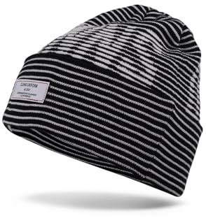 Djinns - Basic Beanie Stripeshadow (Black/White) - Mütze Strickmütze Wintermütze Wollmütze Winter Unisex