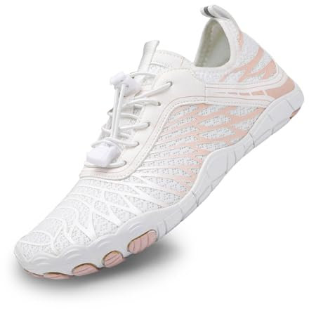 tqgold Barfußschuhe Damen Sommer Badeschuhe Herren Barfussschuhe Wasserschuhe Quick Dry Aquaschuhe Atmungsaktiv utschfeste Strandschuhe Schwimmschuhe Fitnessschuhe(8305 Weiß,40EU)