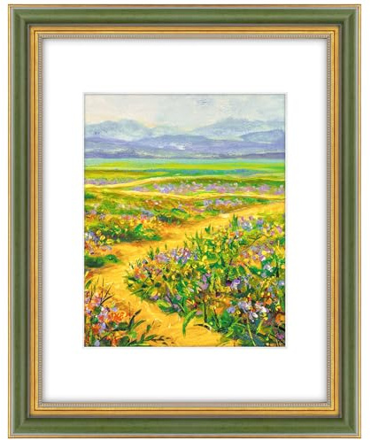 Golden State Art,11x14 Ornate Picture Frame Holds 8x10 Photo,Green Gold