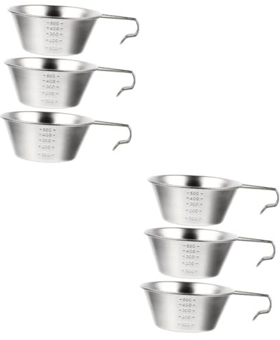 Toddmomy 6 Stk Campingschüssel Camping Salatteller Suppenkelle Edelstahl Reisebesteck Reiserucksäcke Wanderschüssel Campingtopf Tasse Kleiner Wasserbecher Edelstahl 304 Rostfreier Stahl