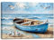 ZQQART Küstenstrand Leinwandbild, Wandbild Seelandschaft Boot Bild Seevogel Druckkunst Natur Meerblick Gemälde Seehaus Wohnzimmer Dekor Rahmen(Strand 2,30x45cm)