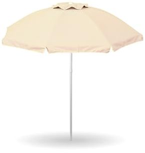 GARDENIA Parasol de plage de jardin diamètre 200 avec poteau 32 mm structure fibre de verre et revêtement polyester anti-UV Reflex couleur écru, 1104 0004