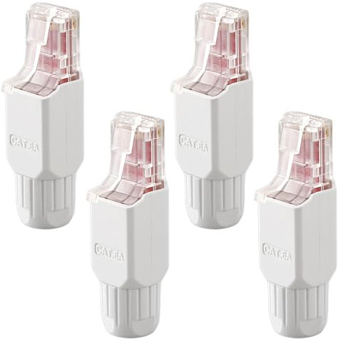 4 Connettori CAT6 RJ45 - Terminali Passanti senza Attrezzi per Cavi di Rete 23-26 AWG, Compatibili con Cavi Ethernet UTP CAT6 Solidi e Intrecciati, Ideali per Reti Domestiche e Ufficio