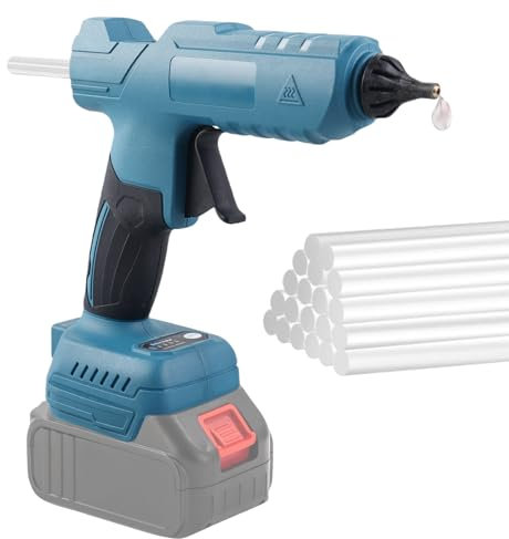 GOEDCH Pistola per Colla a Caldo: Pistola Colla a Caldo Senza Fili, Pistola per Colla a Batteria a Preriscaldamento Rapido, con 20 Stick di Colla a Caldo da 11*150 mm, per Riparazioni(Senza Batteria)
