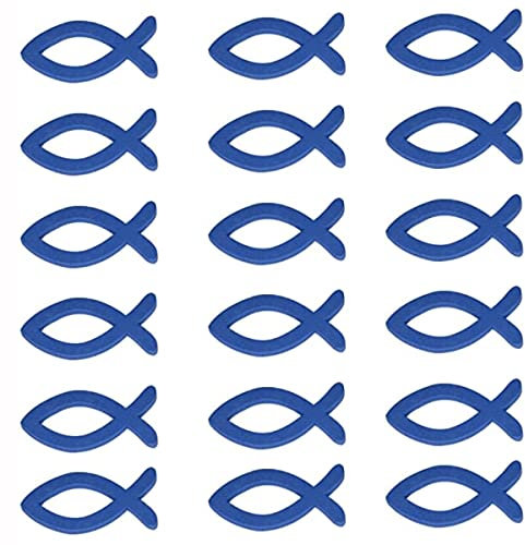 Anevous 100 Stück Holz Fisch Deko, Fische Streudeko Tischdeko, Holz Deko Fische Verzierung Tischdeko Taufe Junge Mädchen für Taufe Kommunion und Konfirmation Deko,Dunkelblau 5cm