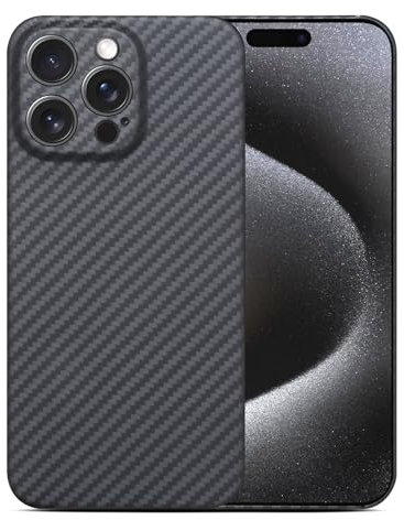 Ultradünne Aramid-Kohlefaser-Schutzhülle für Apple iPhone 16 Pro, Kamera-Vollschutz, Schwarz