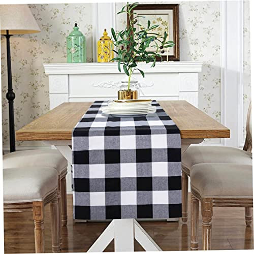 Chemin de table à carreaux de buffle noir et blanc chemin de table à carreaux de buffle décor chemin de table basse chemin de table en coton et lin chemin de table de Thanksgiving pour la cuisine à do