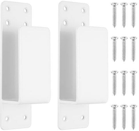 Tür Barricade Klammern, 2 STK U Winkel Halterung, U Halterung Winkel Metallwinkel, Eisen U Sicherheitstürschloss Halterungen, 2 x 4 Türschloss Klammern für 2 x 4 Lumber, mit Schrauben, weiß