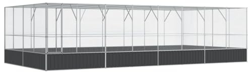 Gecheer Vogelkäfig großer Vogelvoliere Voliere mit Erweiterung Vogelhaus Papageienkäfig Trennwand Trenngitter Zuchtkäfig Nagerkäfig Rattenkäfig Silbern 832x414x212 cm Stahl