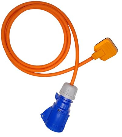 Fly Lead Converter Cable, 13A Plug to 16A Socket, Electrical Hookup Cable for Camping, Caravans, Motorhomes, Generators, Marine Applications. Mains Power to 16 Amp Power Adaptor Cable (1m)