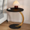Sofatisch mit Rollen, Kleiner Beistelltisch C Form, Runder Tisch als Ablagefläche, Retro-Sofa-Beistelltisch, Moderner Kleiner Couchtisch, Teetisch, Nachtständer für Wohnzimmer, Teestube(Black Gold)