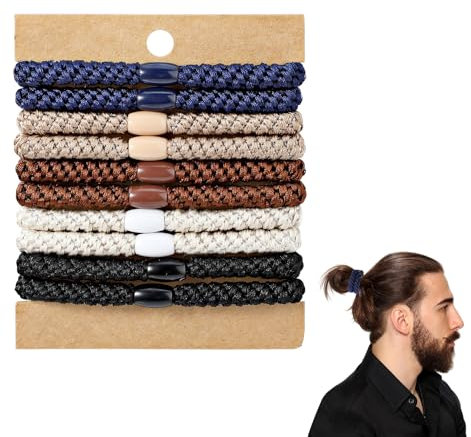 Yamobi 10 elastici per capelli da uomo intrecciati, per chignon, ricci, scrunchies, folti, elastici per capelli per uomini, senza rughe, bobine per capelli
