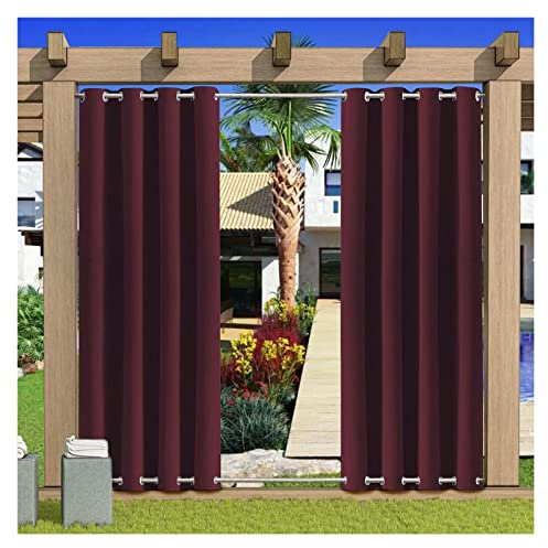 Wasserdichte Outdoor-Vorhänge mit rostfreien Ösen, windabweisendes Polyestergewebe, Sichtschutzvorhänge für Veranden und Balkon, Dekoration, 210 x 300 cm, Verdunkelungsdesign (Farbe: 24#)