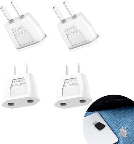 Xmart Adapter für EU-Stecker auf Amerikaner, wiederverwendbar, für Amerikaner/China/Mexiko/Japan/Kanada/Spanien, 4 Stück, Weiß