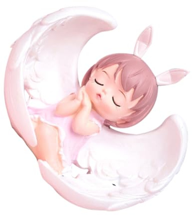 Cabilock Figura de Niña Ángel de Resina Rosa para Tarta y Mesa | Adorno para Cumpleaños Infantil, Mesa de Oficina o Dormitorio, Escultura Rosa de Resina para Pastel