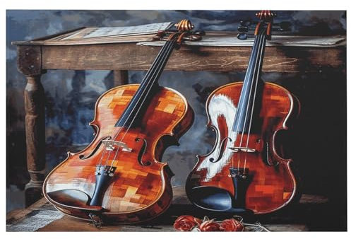 HKMNTGD Matte für Badezimmer, Violine und Cello, bedruckte Bodenmatten für Badezimmer, rutschfest, schnell trocknend, saugfähig, 40 x 60 cm, Kristallsamt, Badezimmerteppich