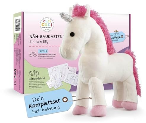 cuci cuci Kit de couture Motif licorne Elly | Première couture garantie pour les enfants à partir de 5 ans, kit complet avec tout ce dont vous avez besoin pour coudre | Favorise la créativité et la