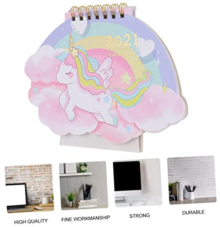 NUOBESTY 1stück Tischkalender Im Cartoon-design Mit Einhorn- Spiralbindung Stabiler Standbasis Für Büro Und Zuhause Praktische Desktop-dekoration