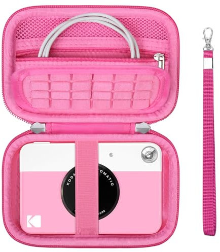 Supmay Hard Travel Case for Kodak Printomatic Full-Color Instant Print Digital Camera, Protective Pouch Cover Carrying Bag with Mesh Pocket for USB Cable, Photo Paper, Pink
