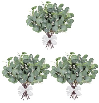 GIUSOBG 30 Stück Kunstblumen Eukalyptus DekoEukalyptus Pflanze | Eucalyptus Getrocknet, Trockenblumen Deko, Deko Pflanzen für Hochzeitsfeiern Party Home Tischdeko Blumenarrangement