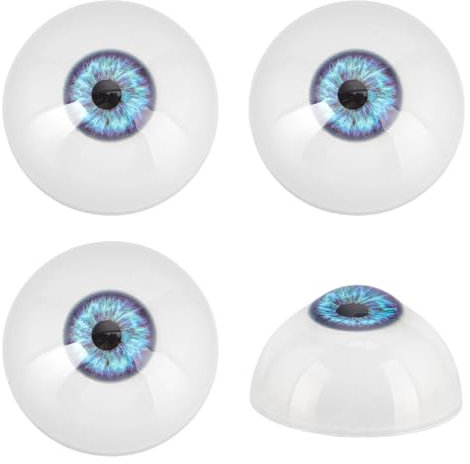 PH PandaHall 4pcs Scary Eyeballs 32mm blaue realistische Augen Acryl-Craft-Augen Halbrunde menschliche Augen Große Augäpfel für Party Dekoration Kunst Skulpturen Requisiten Puppen Schmuck machen