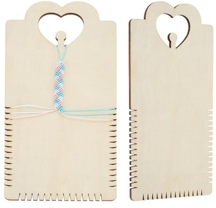 FINGERINSPIRE 2 Stück Freundschaftsarmband Set Aus Sperrholz 24x12cm Antikweiß Bastelwerkzeug Für Armbänder Rechteckig Mit Herz Armband Flechtscheibe Für Anfänger