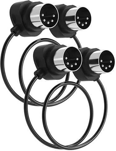 FORE 2-Pack 30cm 45-Degree Symmetry Angled MIDI Cable with Ultra-Small Plugs for Tight Space, 5-Pin Din Compatible with MIDI Keyboard/Interface/Guitar Multi Effects 2-Pack 30cm