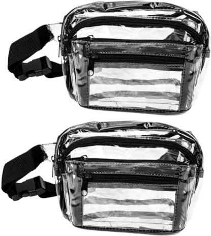 minkissy 2 Stück wasserdichte Transparente Bauchtasche aus Verstellbarer Gürtel Outdoor Sport Hüfttasche für Reisen Wandern Camping Alltag