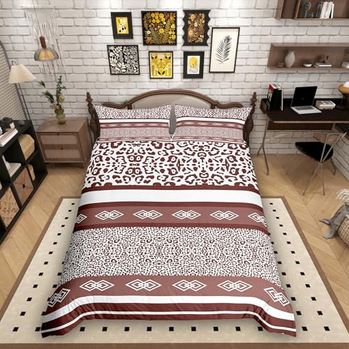 Homemissing Leoparden Muster Bettwäsche Set 135x200cm Luxus Streifen Boho Bettbezug mit Reißverschluss Cheetah Tierdruck Safari mit 1 Kissenbezug Tiermotiv Gold Schwarz Bettwäsche-Set