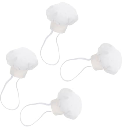 ORFOFE 4 Stück Mini Kochmützen für Puppen Weiß Baumwolle Elastisch Puppen kochhut Deko Basteln Zubehör für Spielküche und DIY Arbeiten