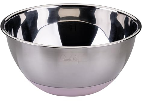 Fackelmann x Pamela Reif Edelstahlschüssel 2,5 L – Premium Rührschüssel aus rostfreiem Stahl mit Silikonboden zum Servieren, Kochen & Backen, Reinigung per Hand, Silber