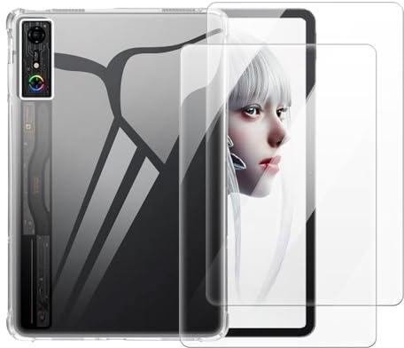 OAGELIM 2 in 1 Hülle und Displayschutzfolie kompatibel mit ZTE Nubia Red Magic Nova Gaming Tablet 10.9 2024 Schutzhülle mit Gehärtetem Glas(Klar)