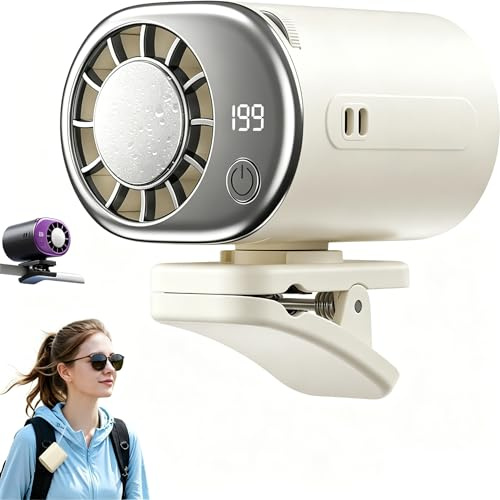 Aire acondicionado de coche con clip, ventiladores recargables para coche que soplan aire frío con pantalla LED, semirefrigeración 16 ℃, 199 velocidades, rotación de 360°, recargable por USB para