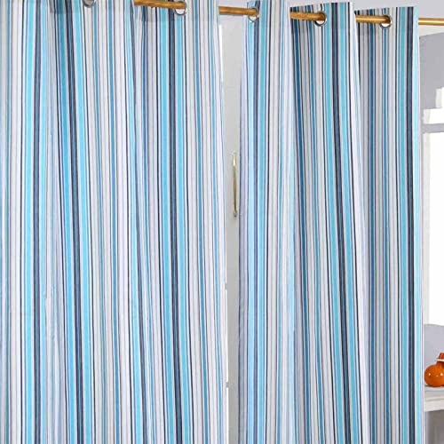 Homescapes Ösenvorhang Blickdicht New England Streifen Blau Marineblau Weiß Dekoschal 2er Set Breite 137 x Länge 228 cm Vorhang Paar 100% Baumwolle