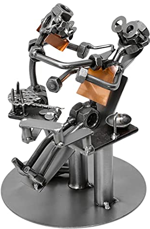 metalman24 Schraubenmännchen Zahnarzt - Handarbeit Geschenkidee Metallfigur Metallmännchen Stahlfigur Schraubenmännle - Deko für Büro & Zuhause