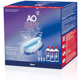 Aosept Plus Solution d'entretien pour lentilles, Emballage de réserve, 3 x 360 ml
