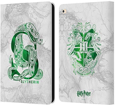 Head Case Designs Offizielle Harry Potter Slytherin Aguamenti Deathly Hallows IX Leder-Wallet-Hülle Kompatibel mit Apple iPad Air 2 (2014)