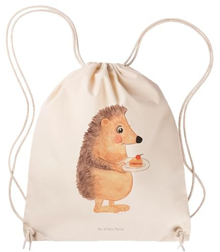 Mr. & Mrs. Panda Sportbeutel Igel Kuchenstück - Geschenk, Tiere, Gute Laune, Kuchen backen, Backen Geschenk, Turnbeutel, lustige Sprüche,