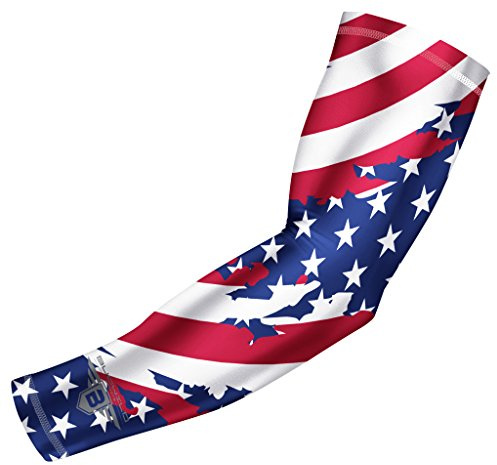 Bucwild Sports Youth Kids Boys & Girls Arm Sleeve Perfect For Baseball Pitching Hitting Basketball Football Volleyball UV Protection Cooling (USA Flag - 1 Sleeve - YL)
