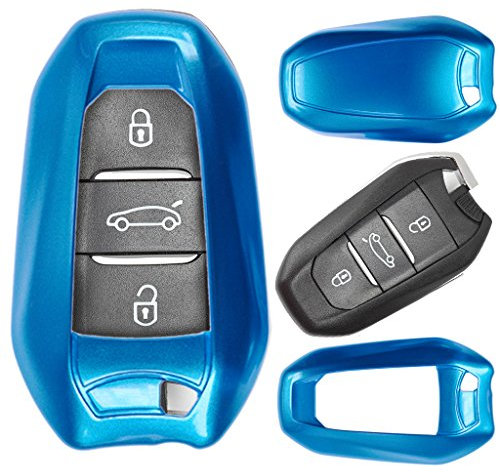 Smartkey Schlüssel Fernbedienung Hülle Hartschale Cover Blau für Peugeot 3008 508 308 5008 208 408
