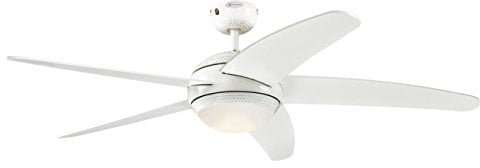 72070 Bendan LED 132 cm Deckenventilator mit fünf Flügeln, Ausführung seidenmattes Chrom mit Hammerschlag-Effekt, dimmbare LED-Leuchte mit Opalmilchglas, Fernbedienung enthalten