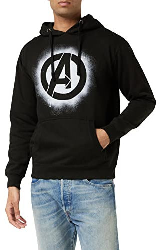 Marvel Men's Avengers Stencil Logo Hoodie, Black (Black Blk), M UK