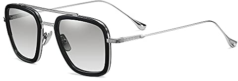 SHEEN KELLY Hochwertige quadratische Acetat-Sonnenbrille für Herren und Damen, Brillen mit Nylongläsern, Blautöne
